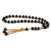 Zwart en goud kralen tasbih kristal met kwast voor gebed en meditatie